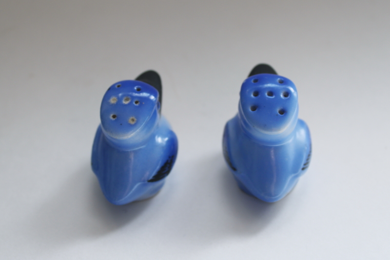 photo of vintage Japan hand painted ceramic S&P shakers set blue kingfisher birds salt & pepper  #2