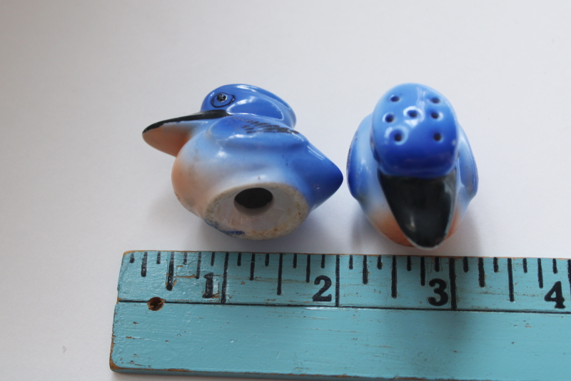 photo of vintage Japan hand painted ceramic S&P shakers set blue kingfisher birds salt & pepper  #5