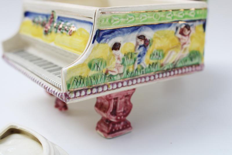 photo of vintage Japan hand painted ceramic ashtrays smoke set novelty french provincial piano  #10