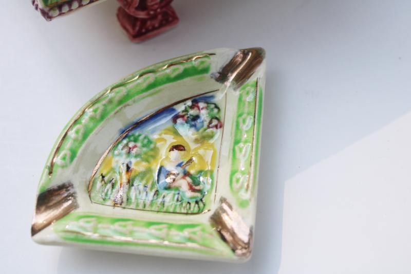 photo of vintage Japan hand painted ceramic ashtrays smoke set novelty french provincial piano  #11