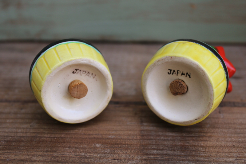 photo of vintage Japan hand painted ceramic cactus salt & pepper shakers blooming cacti #5