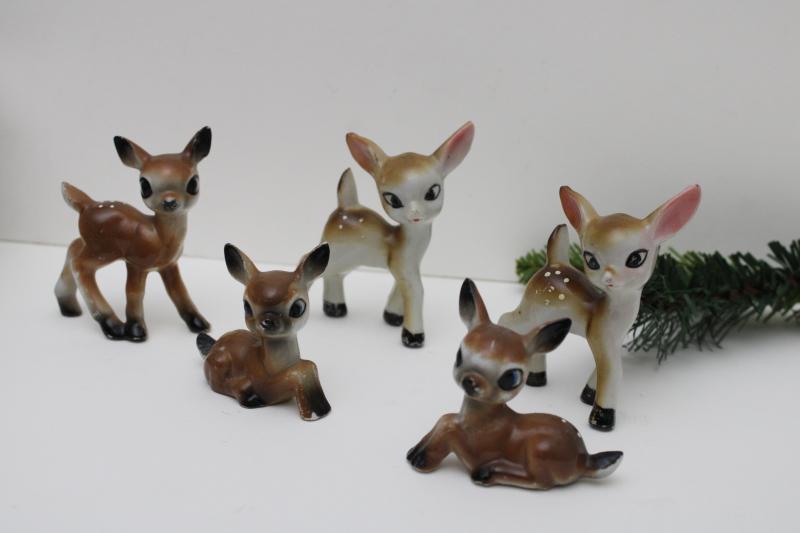 photo of vintage Japan hand painted ceramic deer baby fawn Bambi collection china figurines #1