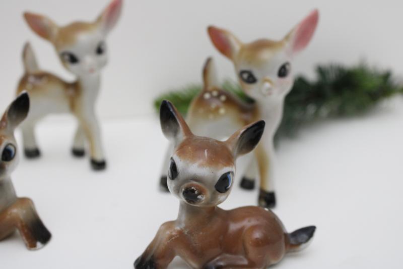 photo of vintage Japan hand painted ceramic deer baby fawn Bambi collection china figurines #2