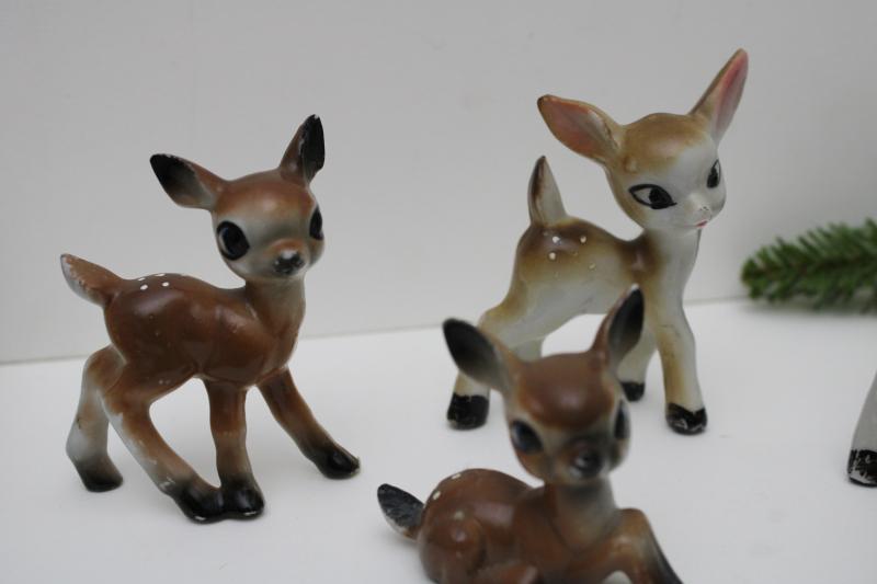 photo of vintage Japan hand painted ceramic deer baby fawn Bambi collection china figurines #3