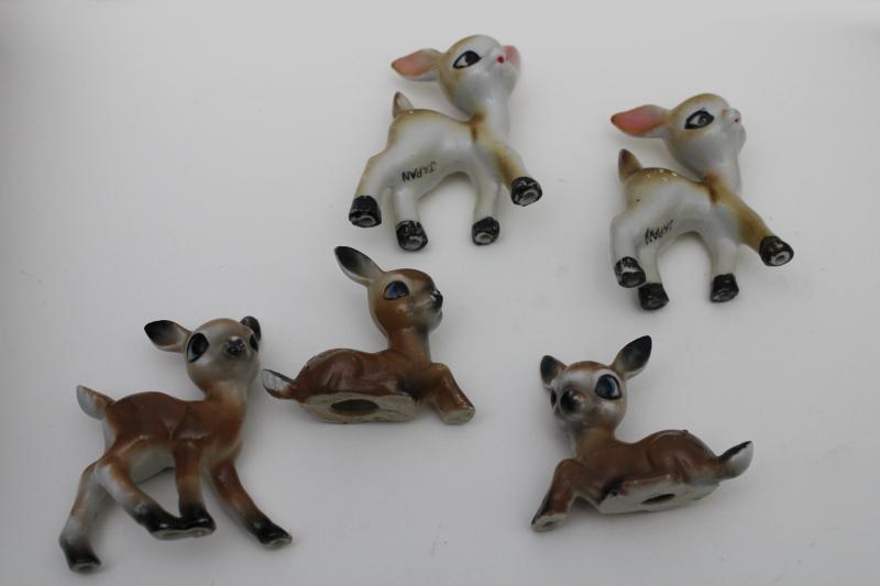 photo of vintage Japan hand painted ceramic deer baby fawn Bambi collection china figurines #4