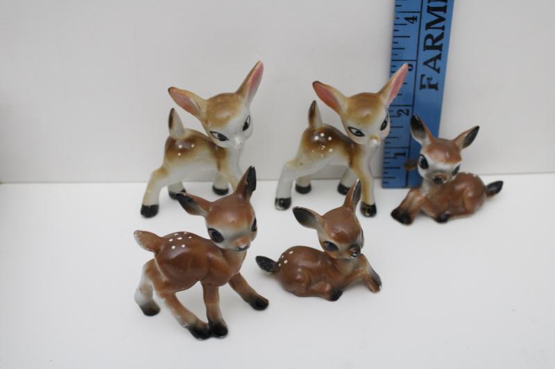 photo of vintage Japan hand painted ceramic deer baby fawn Bambi collection china figurines #8