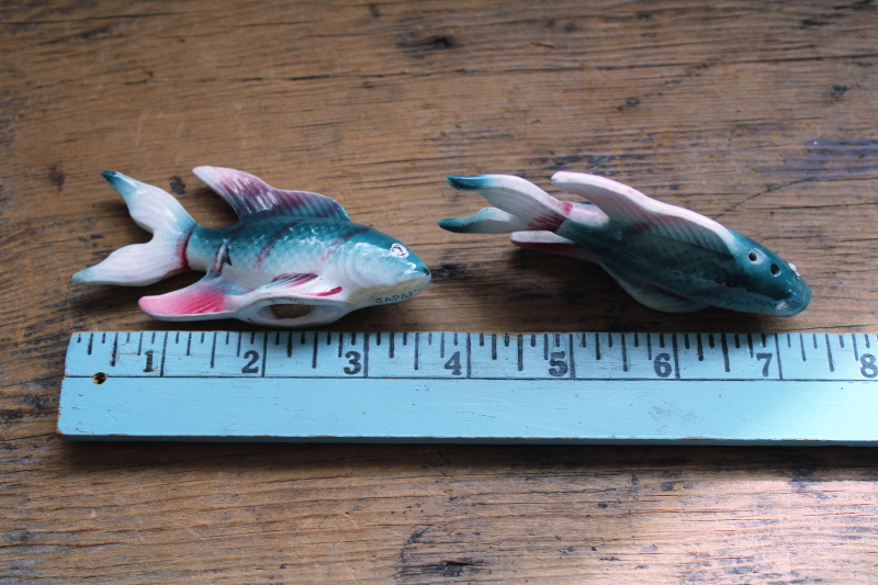 photo of vintage Japan hand painted ceramic fish S&P shakers set, fisherman aesthetic  #5