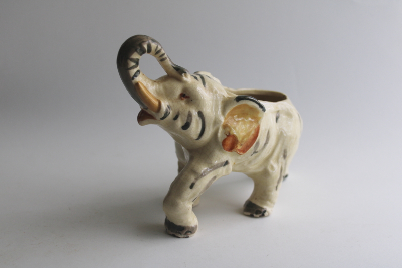 photo of vintage Japan hand painted ceramic lucky elephant planter figurine, Indian elephant  #2