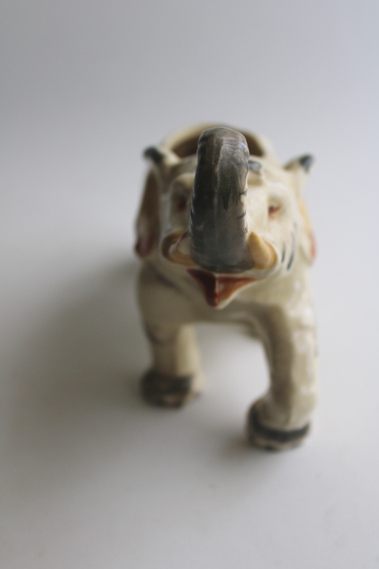 photo of vintage Japan hand painted ceramic lucky elephant planter figurine, Indian elephant  #5