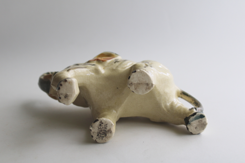 photo of vintage Japan hand painted ceramic lucky elephant planter figurine, Indian elephant  #6