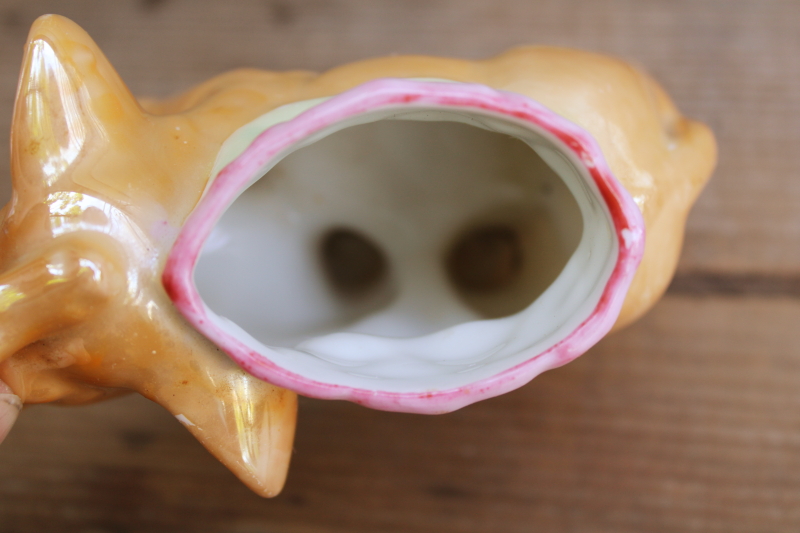 photo of vintage Japan hand painted china luster elephant figurine planter, trunk up lucky elephant #3