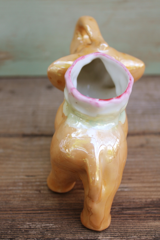 photo of vintage Japan hand painted china luster elephant figurine planter, trunk up lucky elephant #5