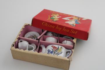 catalog photo of vintage Japan hand painted china tea set toy doll dishes complete in original box