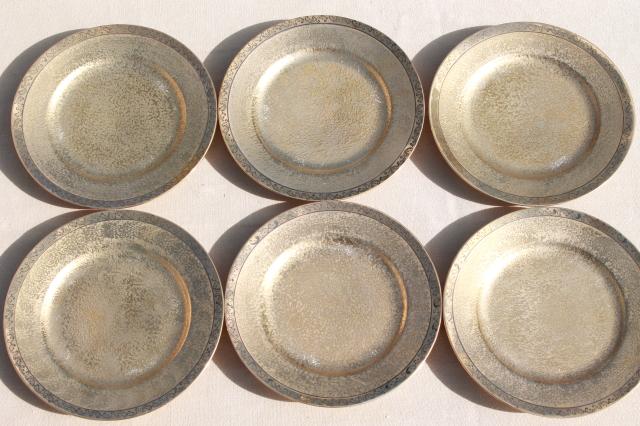 photo of vintage Japan hand-painted encrusted gold porcelain tea set, pot, cups & saucers, plates #9