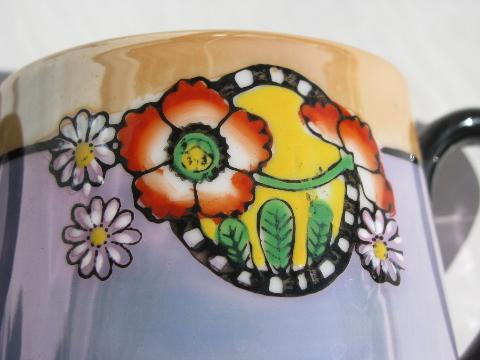 photo of vintage Japan hand-painted luster china cream pitcher & sugar bowl w/ tray #4