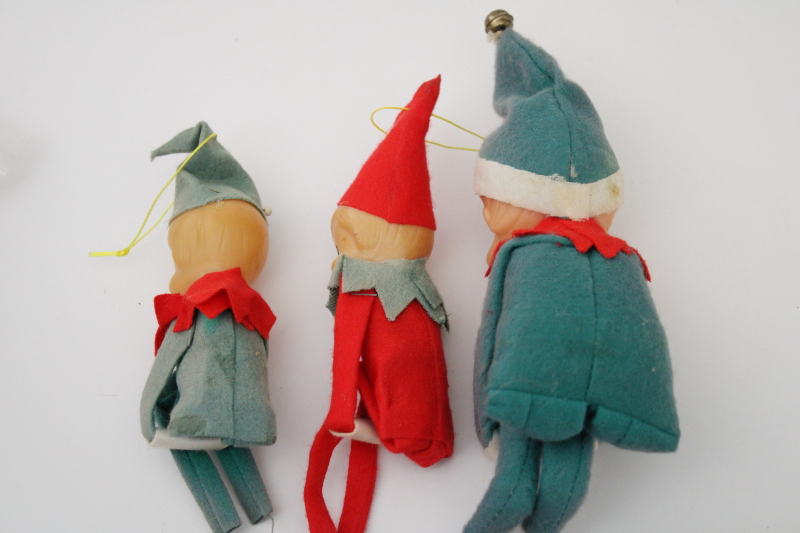 photo of vintage Japan knee hugger pixies Christmas ornaments, retro holiday decor red & green elves #4