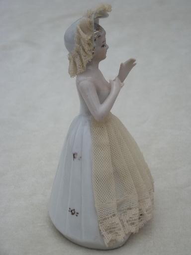 photo of vintage Japan lady figurine, hand-painted china doll trimmed in lace #2