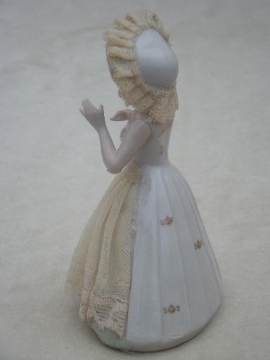 photo of vintage Japan lady figurine, hand-painted china doll trimmed in lace #4