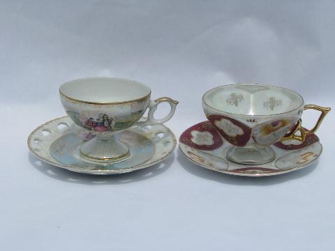 photo of vintage Japan luster china cup & saucer sets, UCAGCO, Haruta Empress #1