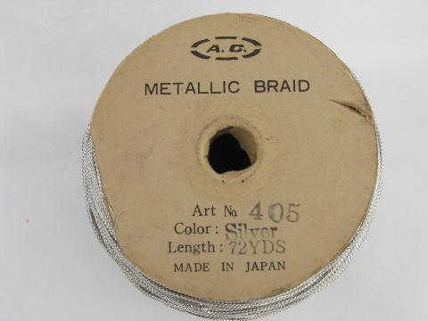 photo of vintage Japan metallic silver braid, big roll of cord for crafts or decorations #2