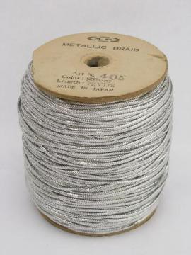 catalog photo of vintage Japan metallic silver braid, big roll of cord for crafts or decorations