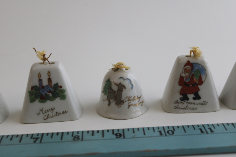 photo of vintage Japan miniature china bells hand painted porcelain Christmas ornaments set of 8  #3