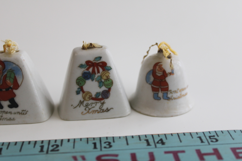 photo of vintage Japan miniature china bells hand painted porcelain Christmas ornaments set of 8  #4