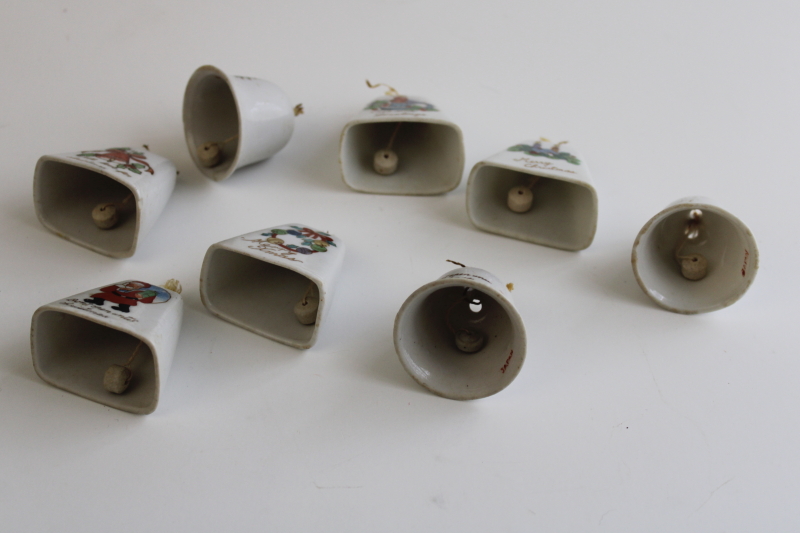 photo of vintage Japan miniature china bells hand painted porcelain Christmas ornaments set of 8  #6