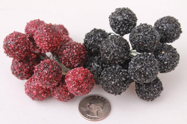 photo of vintage Japan miniature papier mache fruit, wired picks for holiday wreaths & decorations #6