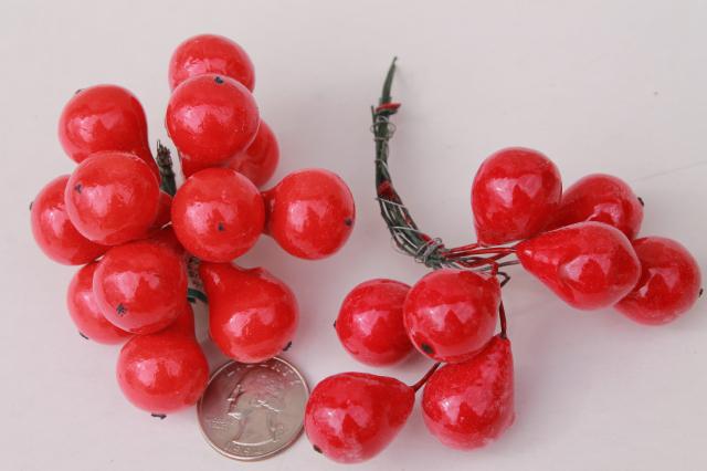 photo of vintage Japan miniature papier mache fruit, wired picks for holiday wreaths & decorations #9