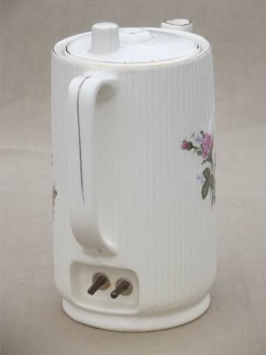 photo of vintage Japan moss rose china electric teapot, 2-3 cup pot for hot water #4