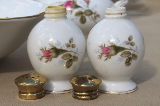 photo of vintage Japan moss rose china serving pieces, pink roses porcelain turkey platter etc. #3