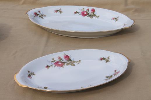 photo of vintage Japan moss rose china serving pieces, pink roses porcelain turkey platter etc. #6