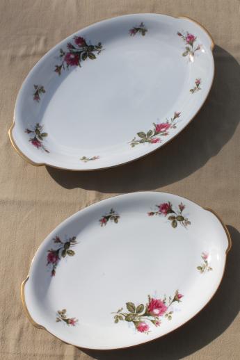 photo of vintage Japan moss rose china serving pieces, pink roses porcelain turkey platter etc. #7