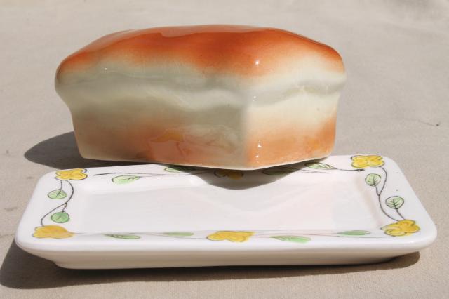 photo of vintage Japan novelty ceramic butter dish,       loaf of bread for 'bread & butter' #3