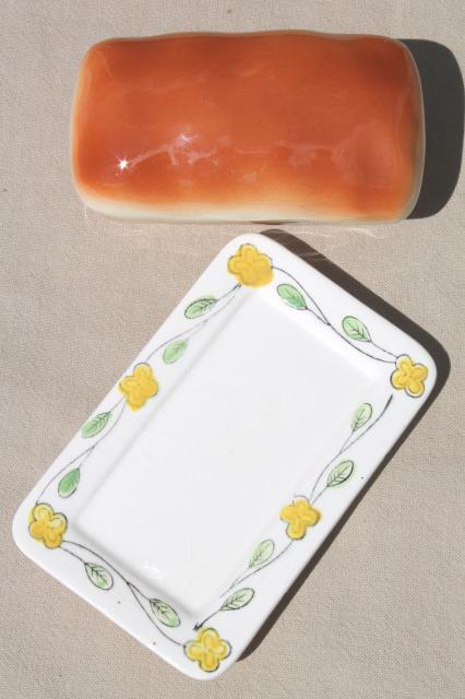 photo of vintage Japan novelty ceramic butter dish,       loaf of bread for 'bread & butter' #4