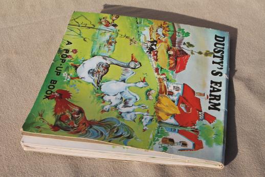 photo of vintage Japan paper die-cut pop up book, Dusty's Farm animal picture book #7