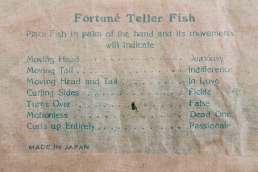 photo of vintage Japan paper novelty, Miracle Fish fortune telling party game toy #6