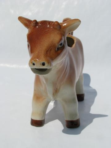 photo of vintage Japan, rare brown swiss or jersey cow creamer, figural cream pitcher #2