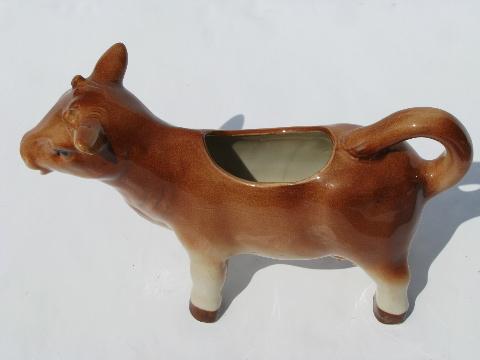 photo of vintage Japan, rare brown swiss or jersey cow creamer, figural cream pitcher #3