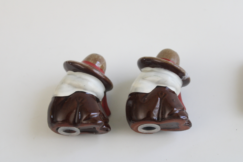 photo of vintage Japan redware ceramic salt & pepper shakers set Mexican theme w/ cactus  #3