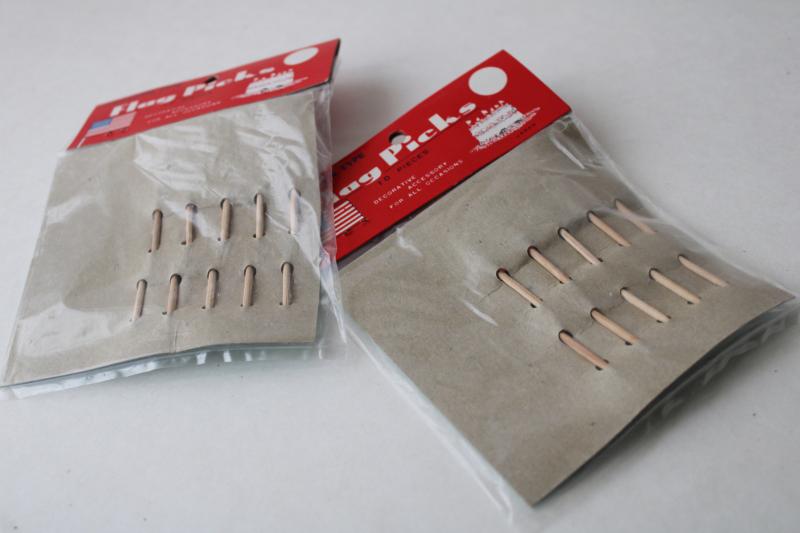 photo of vintage Japan sealed packages miniature American flags cake topper or party decor picks #3