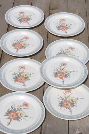 photo of vintage Japan stoneware, Country Glen Sunny Meadows floral dinner plates  #1