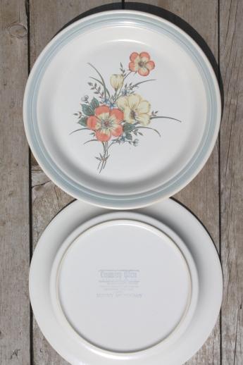 photo of vintage Japan stoneware, Country Glen Sunny Meadows floral dinner plates  #3