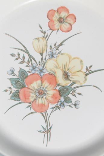 photo of vintage Japan stoneware, Country Glen Sunny Meadows floral dinner plates  #4