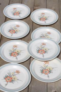 catalog photo of vintage Japan stoneware, Country Glen Sunny Meadows floral dinner plates 