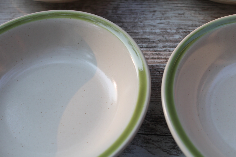 photo of vintage Japan stoneware fruit or dessert bowls set of 8, Stonybrook spring green band  #2