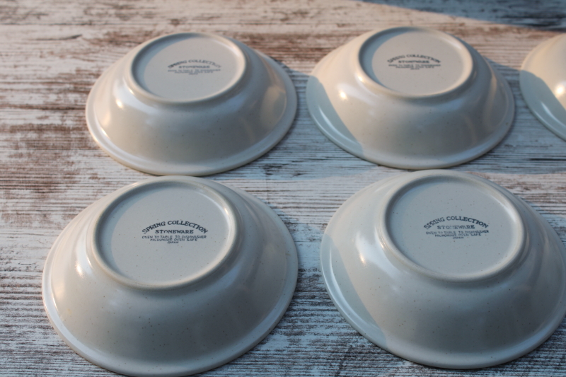 photo of vintage Japan stoneware fruit or dessert bowls set of 8, Stonybrook spring green band  #5