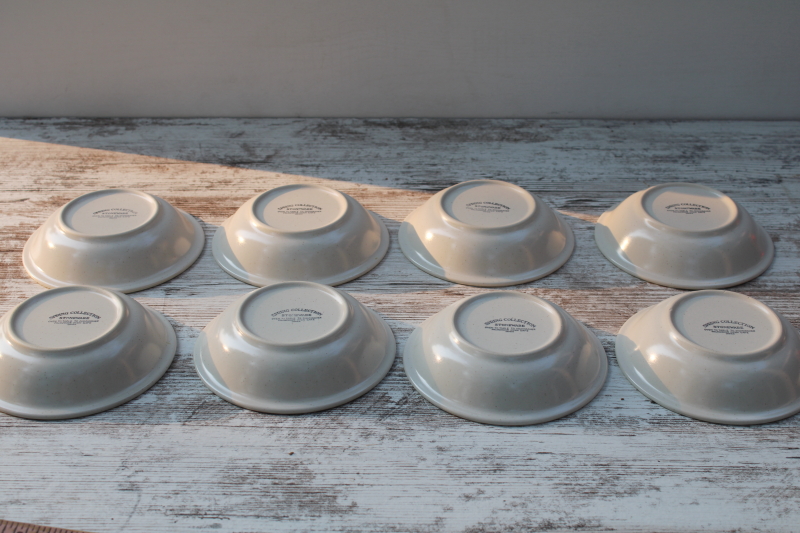 photo of vintage Japan stoneware fruit or dessert bowls set of 8, Stonybrook spring green band  #6