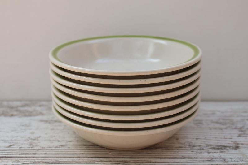 photo of vintage Japan stoneware fruit or dessert bowls set of 8, Stonybrook spring green band  #7